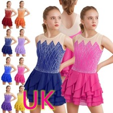 Freebily Girls Figure Skating Dress Rhinestone Sleeveless Competition Leortard