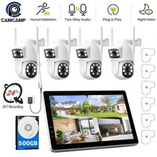 Wireless CCTV Camera Security System Outdoor 10CH NVR 10" LCD Monitor Hard Drive