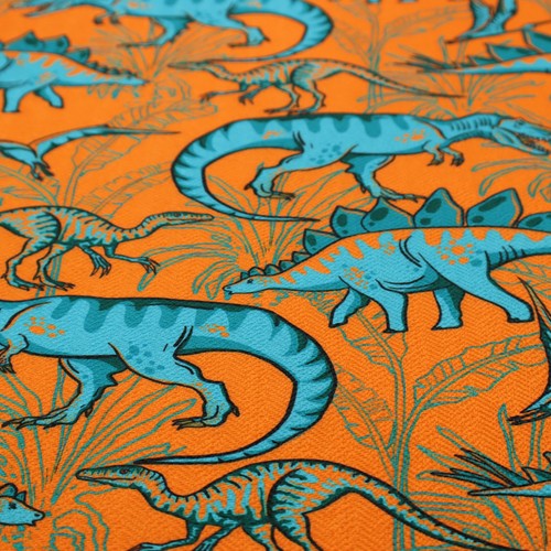 Orange dino upholstery - dino, fabric