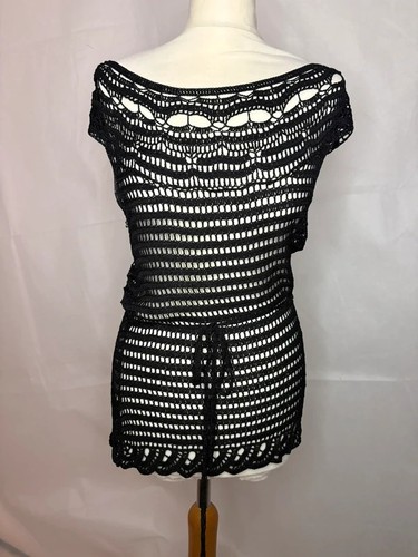 Vintage black crochet slash - black,