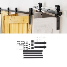 4.9-9.8FT Sliding Wood Barn Door Track System Kit Hardware Set Carbon steel