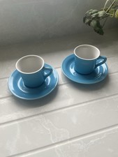 Set Of Two Blue Espresso Cup And Saucer Set