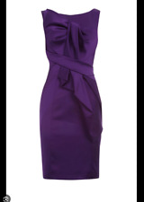 Karen Millen UK 8 Purple Satin Origami Pleated Detail Cocktail Party Dress 