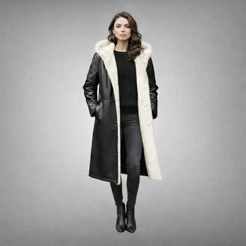 Women black sheepskin - black,