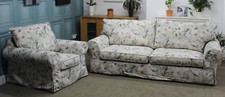 COLLINS & HAYES, LAVINIA LARGE SOFA+CHAIR MEADOW HAZE FABRIC. REMOVABLE COVERS