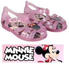 Kids Girls Toddlers Minnie Mouse Summer Beach Jelly Shoes Sandals Flip Flops UK