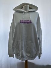 Mens White Hooded Jumper Crooked Tongues Size L Logo Cotton Blend