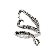 81stgeneration Sterling Silver Wide Octopus Leg Ring Statement Beach Jewellery