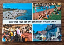 1972 Pontin’s Broadsands Selsey Postcard Sussex Holiday Camp Pool Bar Beach