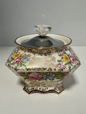Vintage James Kent Old Foley Chintz Balmoral 5070 Preserve Jam Pot Sugar Bowl