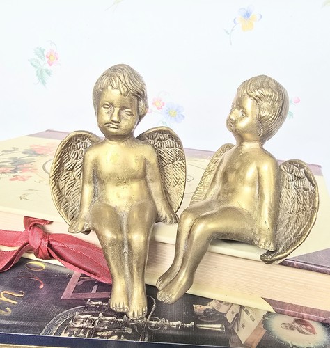 Vintage pair brass - brass, angels