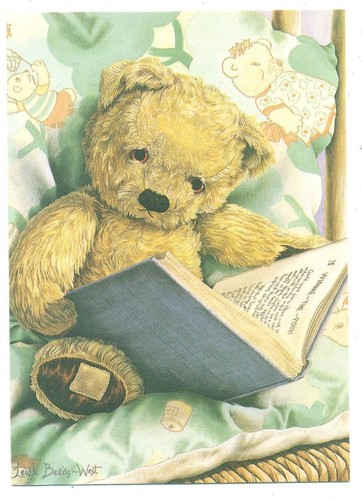 Postcard teddy bear listen - bear,