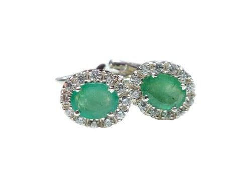 Silver emerald cufflinks 6x8 - silver,