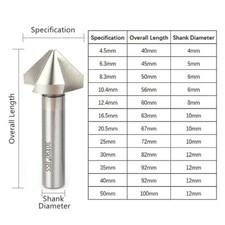 4.5-50mmm 3 Flute Countersink