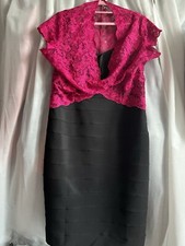 Alexon Pink Top And Black Bottom Bodycon Dress. Size 14 
