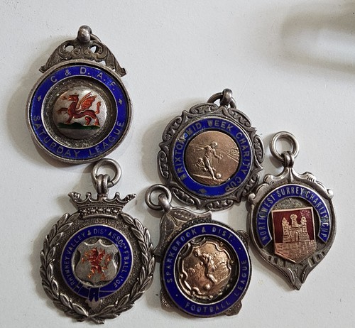 Silver emamel fobs football - ,