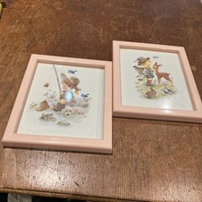 Two Vintage Pink Framed Kitsch