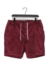 Mr Marvis Men's Shorts XXXL Red Striped Cotton with Faux Fur Chino