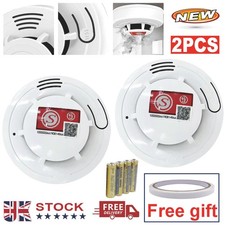 2 x Home Fire Alarm Smoke Detector Gas Sensor Fireangel Twin Pack with Batteries