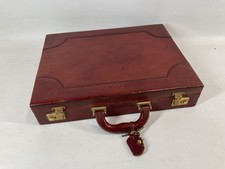 Vintage Leather Briefcase Portfolio Case with Brass Locks and Keys