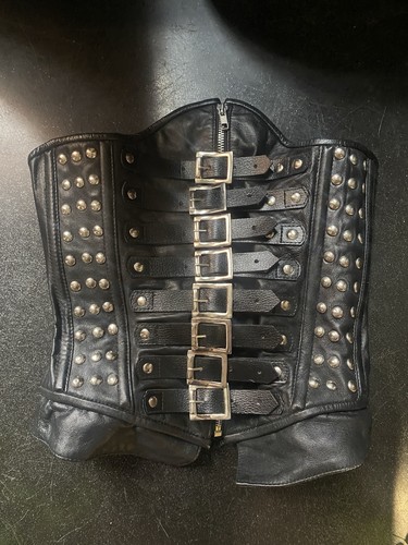 Vintage leather waspie corset - vintage,