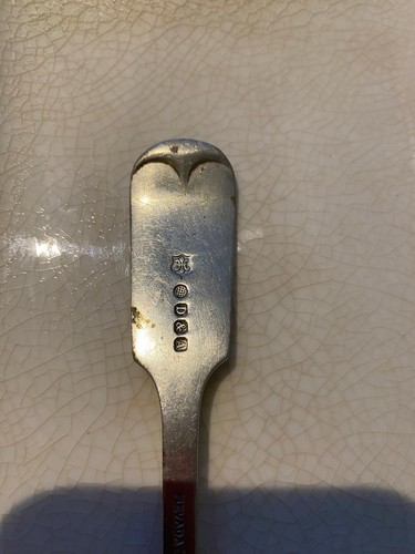 One silver desert spoon - one, fully