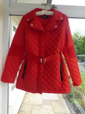 DKNY Red Quilted Puffer Jacket Coat Size M