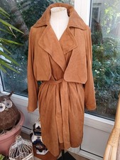 TOPSHOP LADIES STYLISH FAUX SUEDE MAC TRENCH COAT SIZE 10