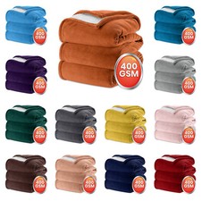 480 GSM Sherpa Blanket Sofa Bed Throw Over Single Double King Size Fluffy Throws