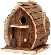 Wooden Bird House Hanging Robin Bluetit Feeding Small Wild Nesting Feeder Box UK