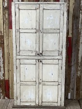 Tall Rustic Victorian Painted Elm & Pine Kitchen Storage Cupboard 7`H 3`8" W