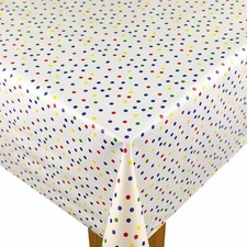 Small Multi Polka Dot Spot  PVC Vinyl Wipe Clean Oilcloth Tablecloth