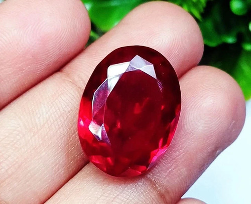 Natural red ruby - natural, oval