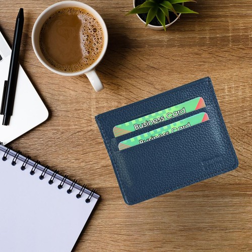Blue leather magic wallet - blue,