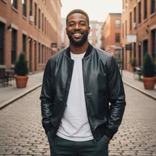 ZARA Faux Leather Bomber Jacket Black XXL Men’s Classic Zip Up Biker Style Coat