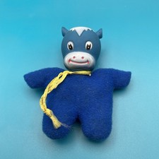 Vintage Blue Cow Horse Bean Filled MatchBox Doll Small Soft Toy