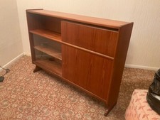 Nathan Mid-Century Drinks Cabinet or Bookcase with sliding glass panels