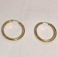 9ct gold hoop earrings 25mm - gold,