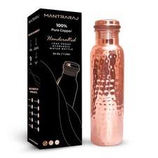 100% Pure Copper Water Bottle Ayurvedic Leak Proof Vessel Bottle 1 Liter 34oz 