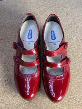 Wolky Mary Jane Walking Shoes Red Patent Leather with 2 Straps, 5cm Heel, Size 5