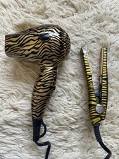 Ionika mini / travel hair straighteners and hairdryer in tiger pattern