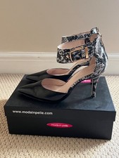 Black patent and snakeskin shoes Size 7/40 Mode in Pelle 