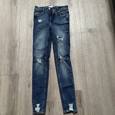 Ladies Primark Blue Skinny Ripped Jeans Size UK 4