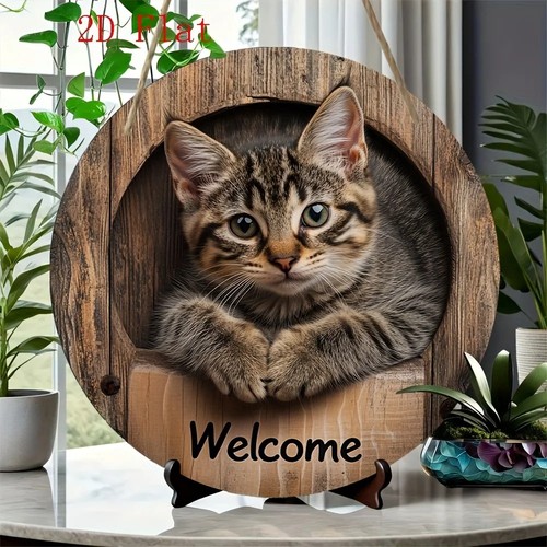 Rustic cat welcome - rustic, sign