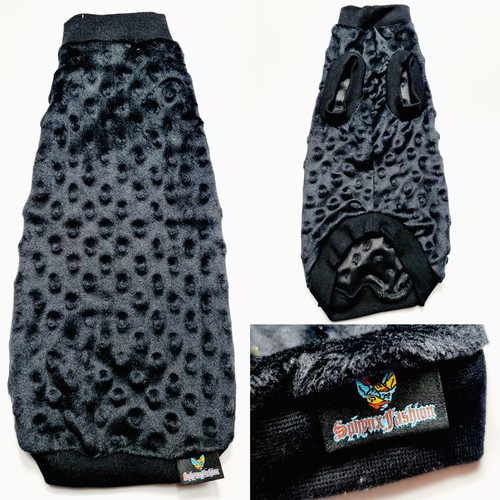Black minky fleece sphynx - black,