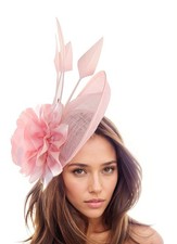 Candy Light Pink Womens Ascot Fascinator Hat Kentucky Derby Wedding Sinamay...