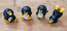 4 Small Plastic Black & White Penguin Figures