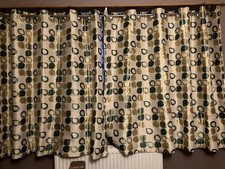 Montgomery Curtains geometric  Green Gold Retro Vintage Voile Window Decor