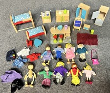 Dolls House Wooden Furniture  Inc Wood &rope Figures