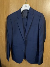 House of Cavani Men's Navy Blue Suit Jacket, Waistcoat, Trousers & White Shirt